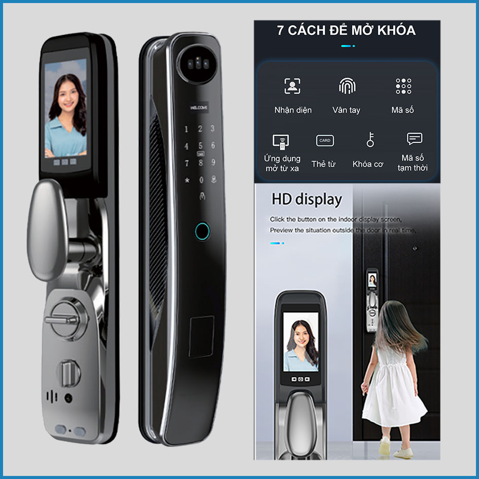 Khóa vân tay nhận diện khuôn mặt cửa gỗ Zigbee Tuya  KNX Smart Home