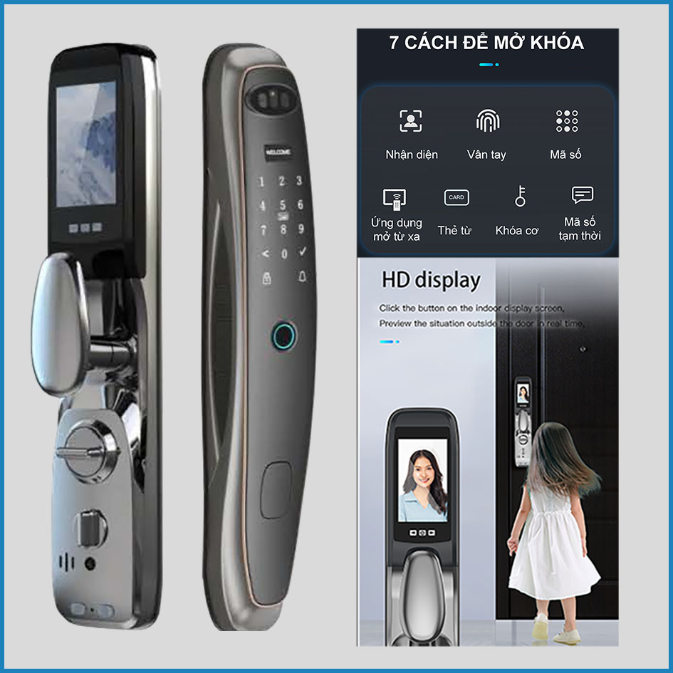 Khóa cửa gỗ nhận diện khuôn mặt Wìi Tuya  KNX Smart Home