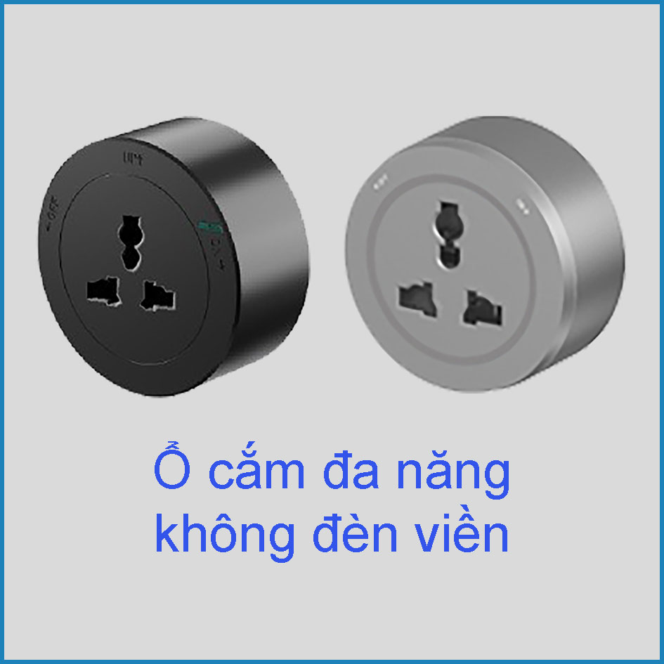 Ổ cắm đa năng không đèn nền lắp trên thanh ray