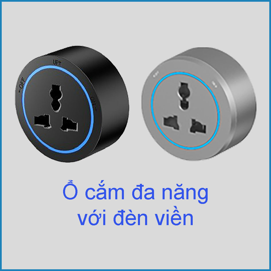 Ổ cắm đa năng với đèn nền lắp trên thanh ray