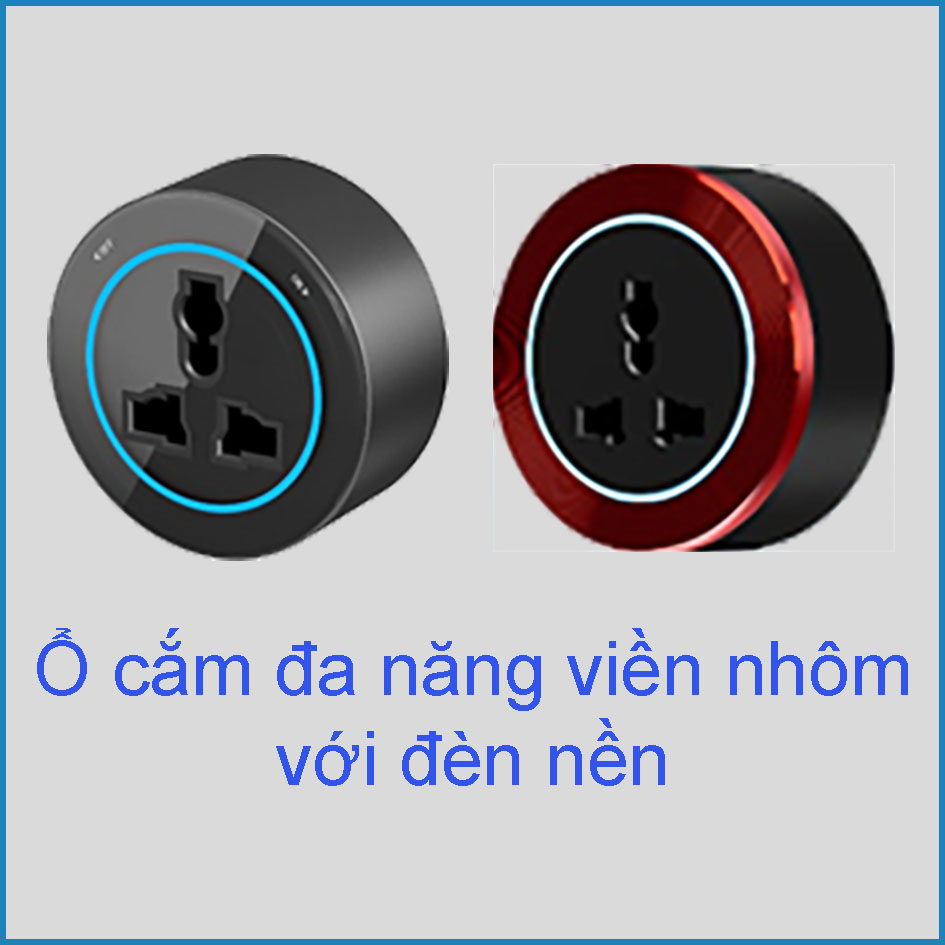 Ổ cắm đa năng cao cấp với đèn nền lắp trên thanh ray